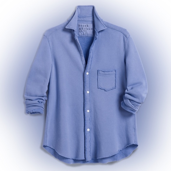 Frank & Eileen - Eileen Sweatshirt Button Up Light Blue Shirt Jacket - Picture 3 of 7
